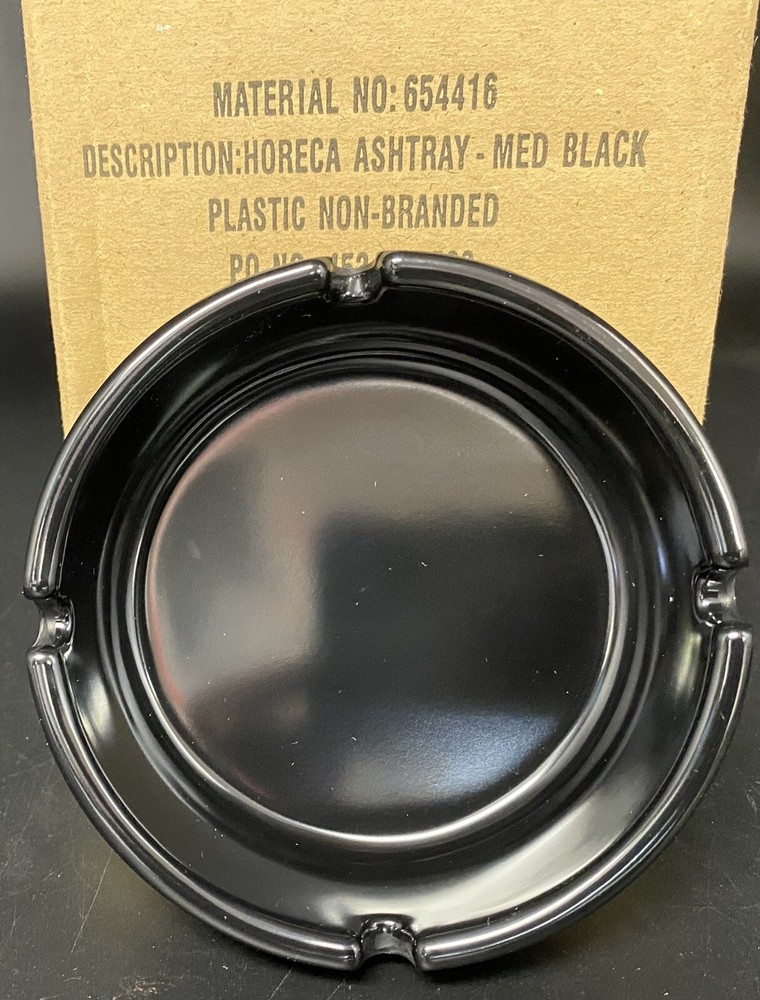 HORECA BLACK ASHTRAY 6 PACK PLASTIC NON-BRANDED