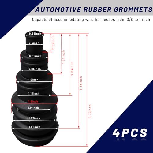 4 PCS Universal Firewall Boot, Rubber Grommets Can Accommodate 3/8 to 1 Inch