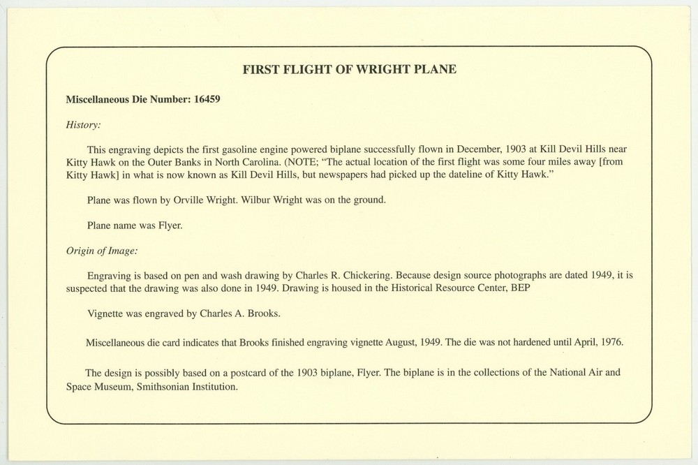 First Flight of Wright Plane Intaglio Vignette Gravure Engraved Image