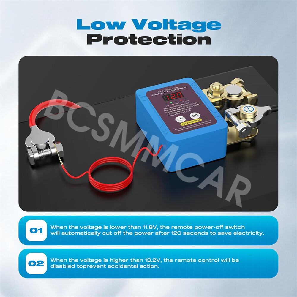 Car Battery Disconnect Switch Wireless Remote Control Power Automatic Cut Off