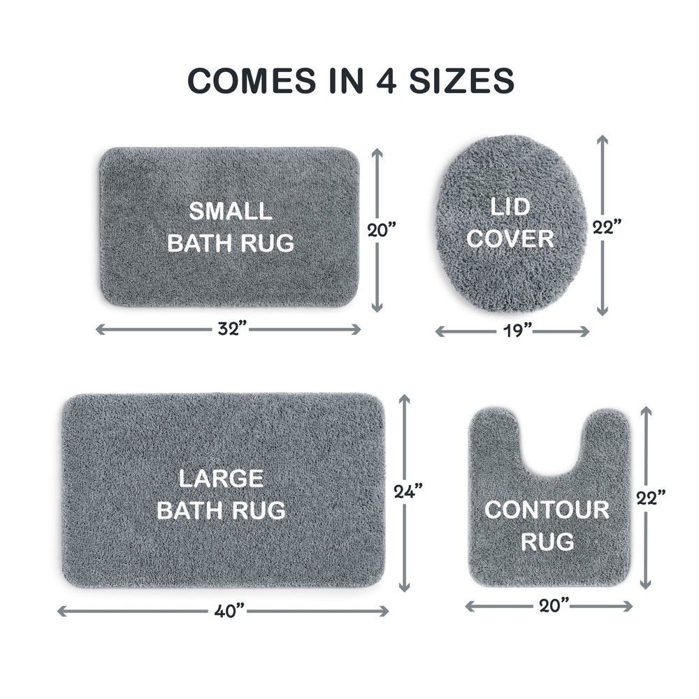 Mainstays Basic Polyester 20" x 22" Contour Bath Rug, Grey
