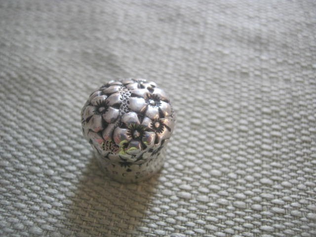 Antique Gorham Whiting Sterling Repousse Top Perfume Scent Bottle, 925 Fine