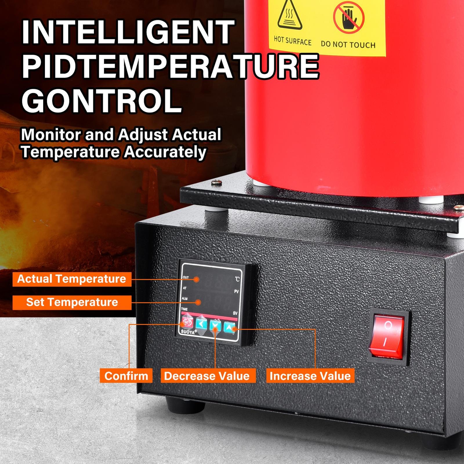 1500W Electric Gold Melting Furnace Digital Smelting Furnace W/3KG Crucibles