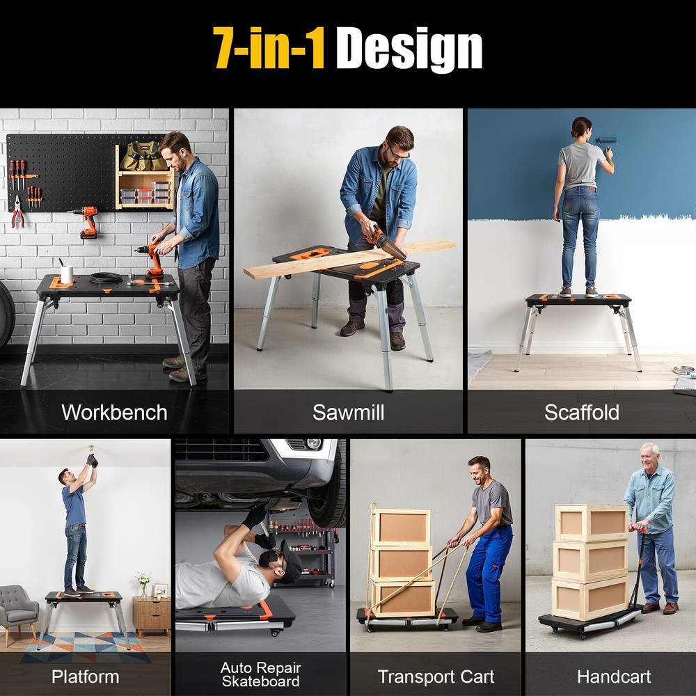 Workbench Portable Folding Work Table 7-in-1 Workbench Load Multifunctional
