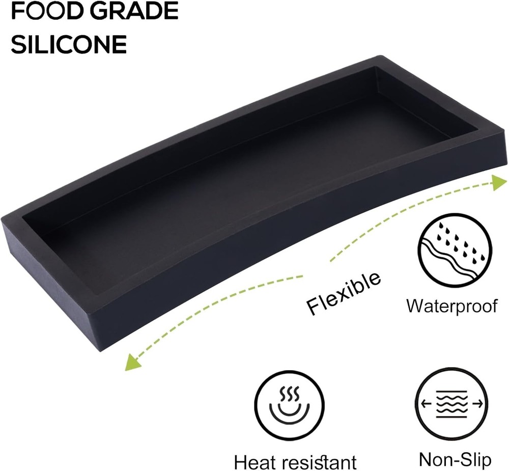 Small Silicone Bathroom Vanity Tray Rectangle Soap and Sponge Holder Kitchen Sin