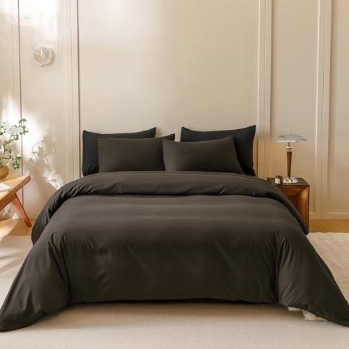 Dark Brown Comforter Set Queen Solid Color Queen(90"*90"-Comforter) 1-brown