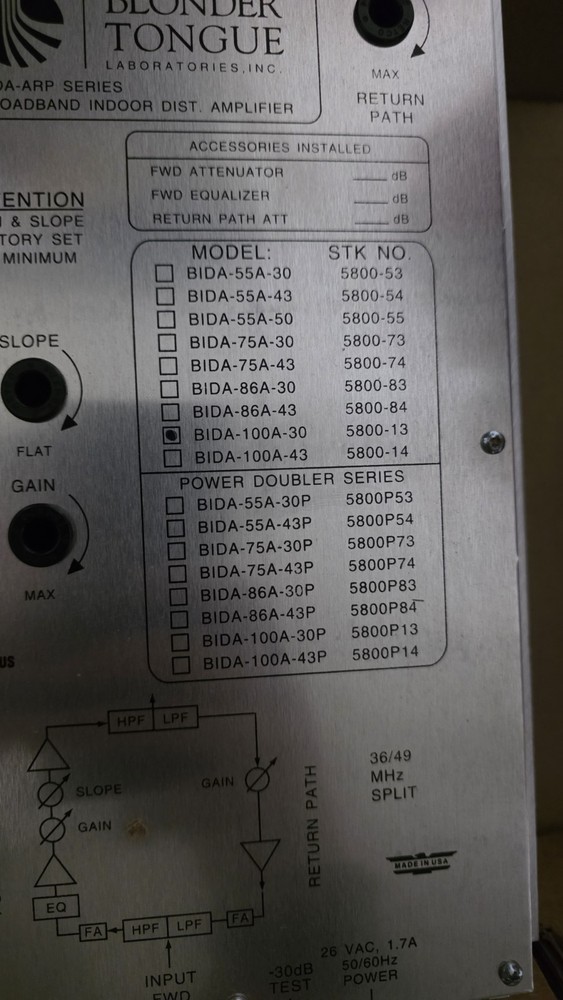 Blonder Tongue Bida-100A-30