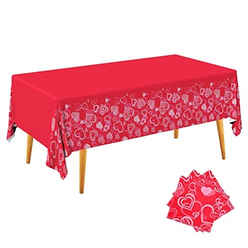 Valentine's Day Hot Heart Love Tablecloth Waterproof Plastic Rectangular