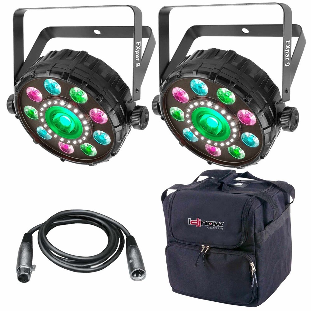 Chauvet DJ FXpar 9 Compact Multi Effect Par Light (2-pack) with Case & DMX Cable