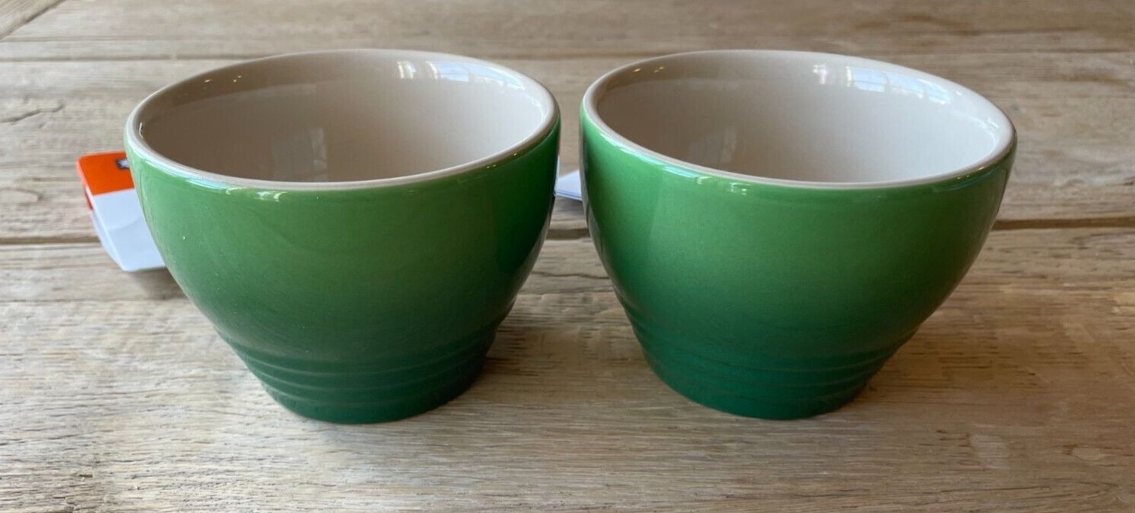 Le Creuset Stoneware Set of 2 Giant Cappuccino Bistro Mug 14 oz Bamboo Green NEW