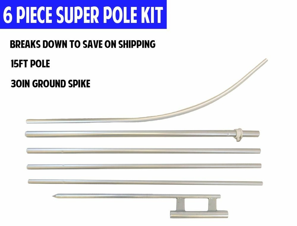 16ft Swooper Pole Super Pole Feather Flag Pole Kit with Ground Spike Pole Kit