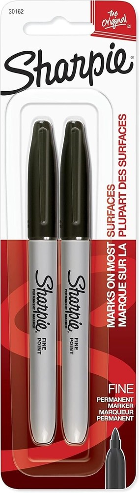 SHARPIE 30162PP Permanent Markers, Fine Point, Black, 2 Count, 6 Packs