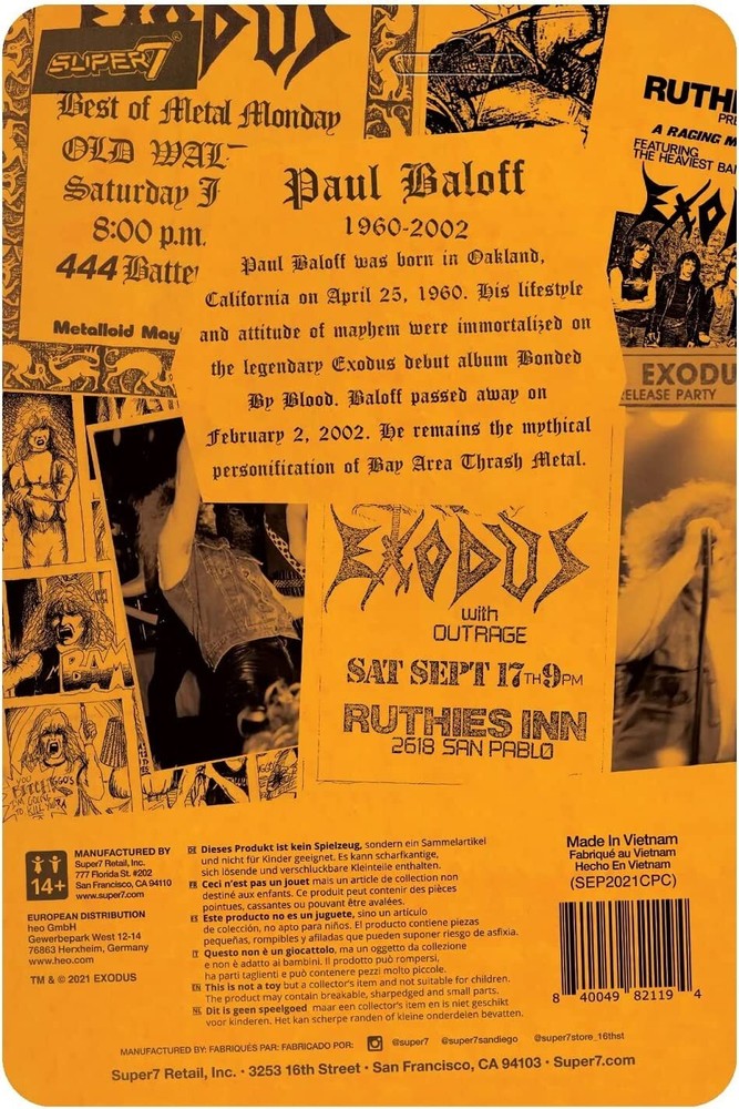 Super7 Paul Baloff Reaction Figure 3.75" Metal Mania Fanzine Bundle