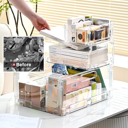 2-Pack Foldable Plastic Baskets, Stackable 2 pack (Small: 8.07"x 6.1" x 3.74")