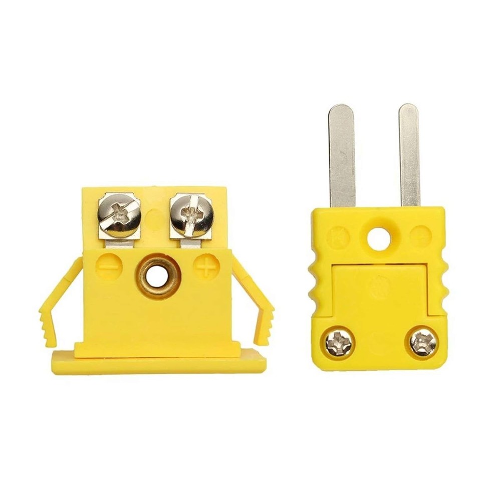 2 Set K-Type Panel Mount Thermocouple Miniature Socket and Plug Connector Yellow