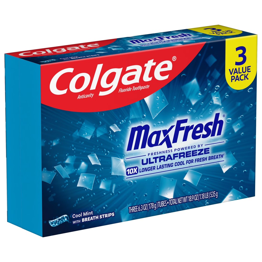 (2 pack) Colgate MaxFresh Cool Mint Toothpaste, 3 Pack, 6.3 oz