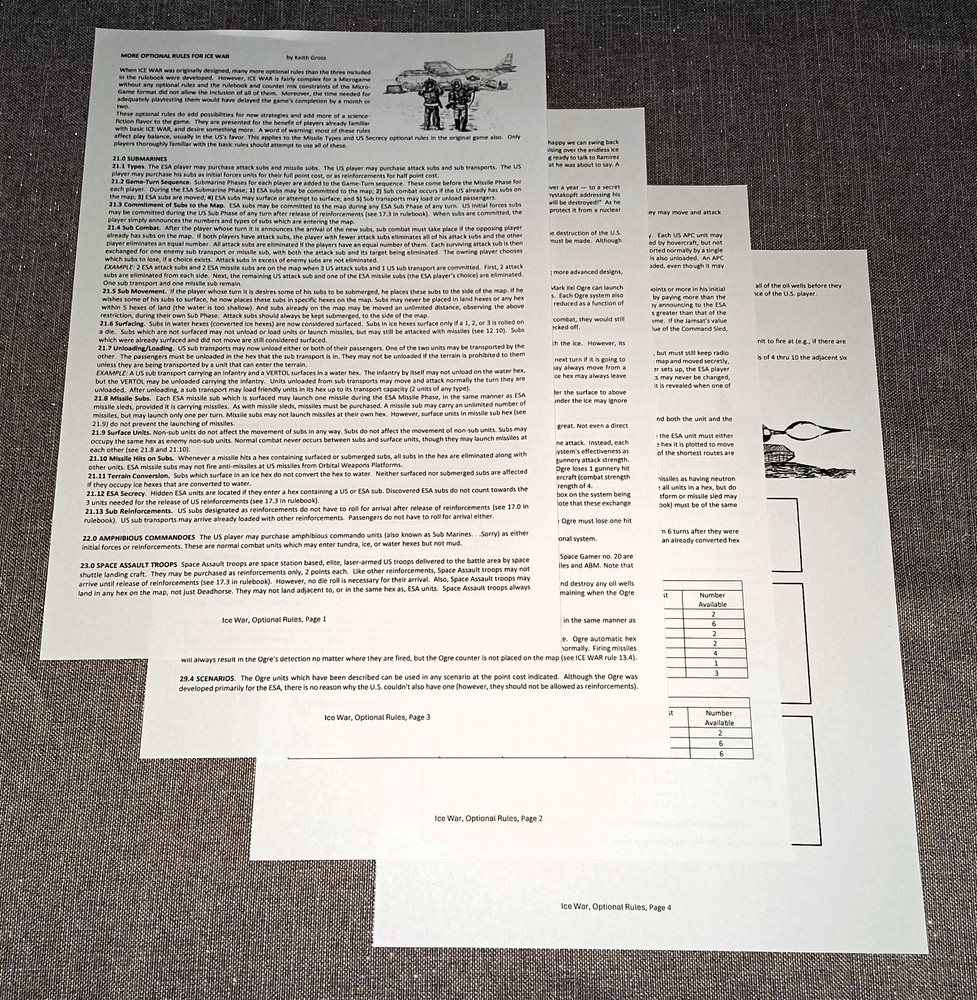 Ice War expansion , Optional rules and Ice OGREs, 56 counters + rules.
