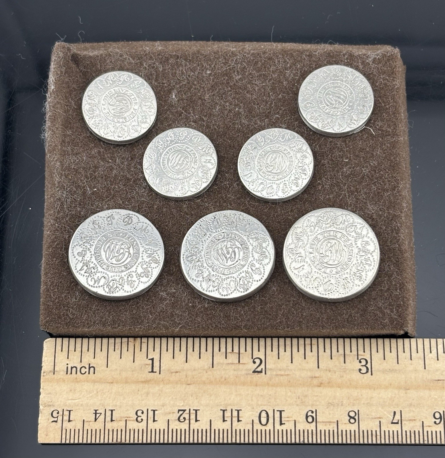 VTG Stieff Smithsonian Series Washington Inaugural Pewter Blazer Buttons in Box