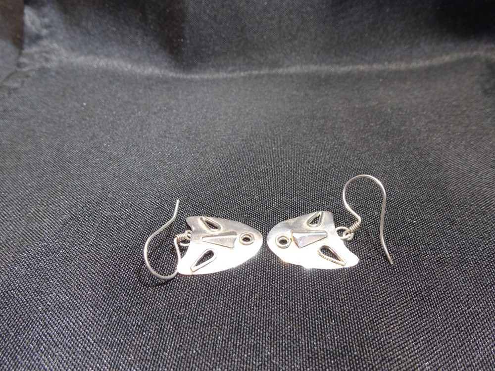 Vintage Solid 925 Sterling Silver Mask Hook Earrings