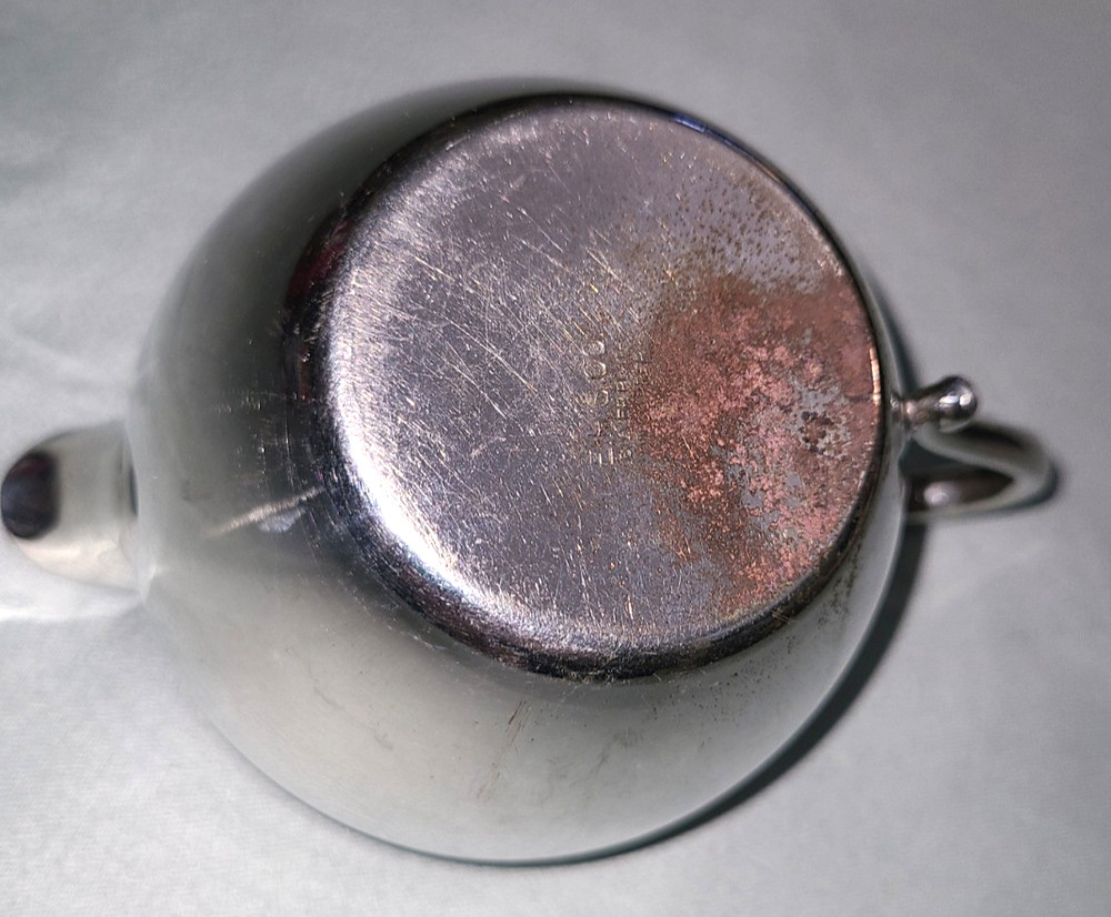 Vtg E.H.S. Co. silverplate on copper open creamer pitcher