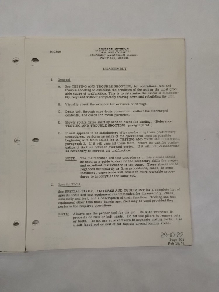 Sperry Vickers Variable Displacement Hydraulic Pump Assembly Maintenance Parts