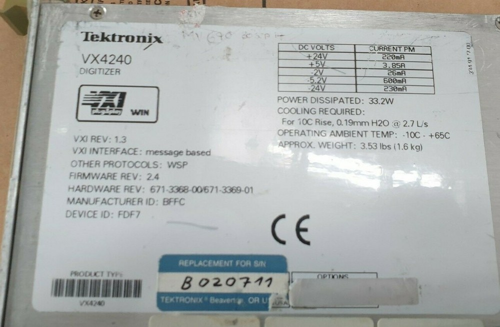 VARIOUS TEKTRONIX VX4240 REV 1.3 WVFRM DIGITIZER VXI MODULES
