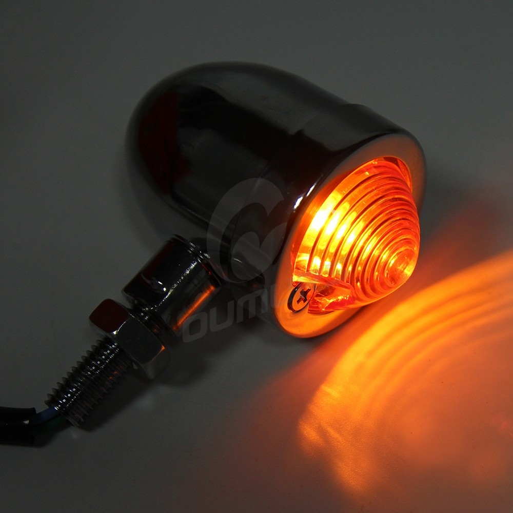 2x Universal Motorcycle Bullet Turn Signal Amber Indicator Blinker Lights Chrome