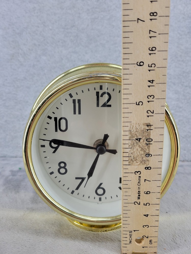 Round Table Clock Gold Trim ABS Plastic Quartz Movement China Made - Working
