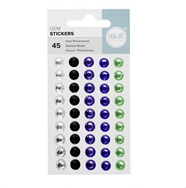 American Crafts R Memory Keepers Rhinestone Stickers Dark 45 Piece