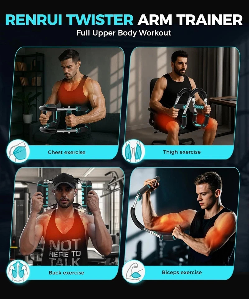 Twister Arm Trainer, Adjustable 5 Resistance Levels (40-130 lbs) Chest & Arm Wor