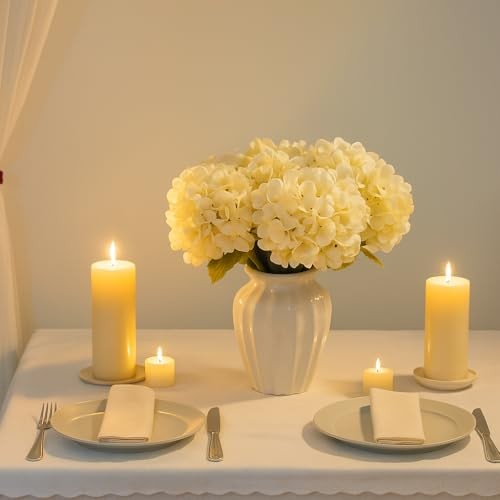 6pcs Artificial Hydrangea Flowers - Easy to Shape for Home White
