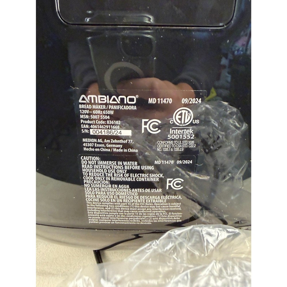 Ambiano Bread Maker – 19 Programable functions- Automatic Bread Machine