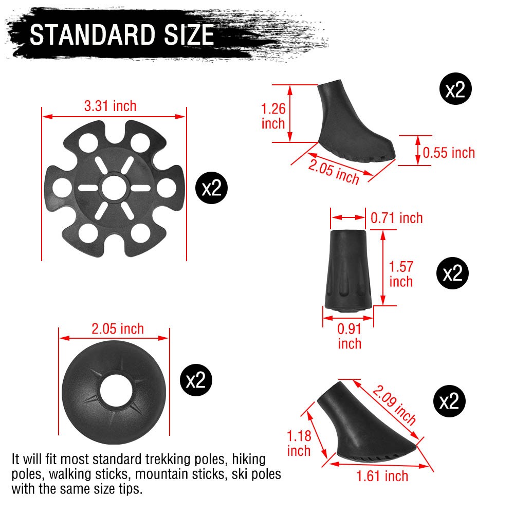 10PCS Trekking Pole Tips Accessories Set Hiking Stick Tip Protectors Replacement