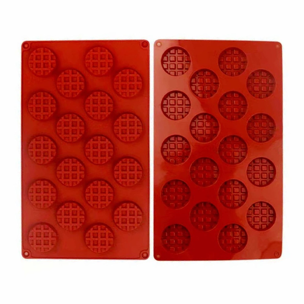 Silicone Waffle Mold Set, 2PCS/Set 18 Cavity Mini Square, Round, Round 2pcs