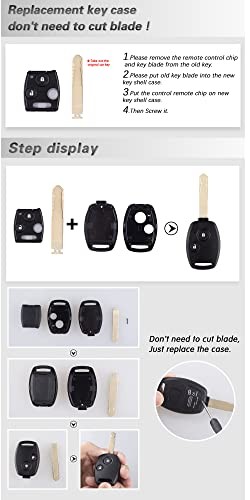 Cutting Not Required - Replacement Keyless Entry Remote Key 4 Button Black+Red