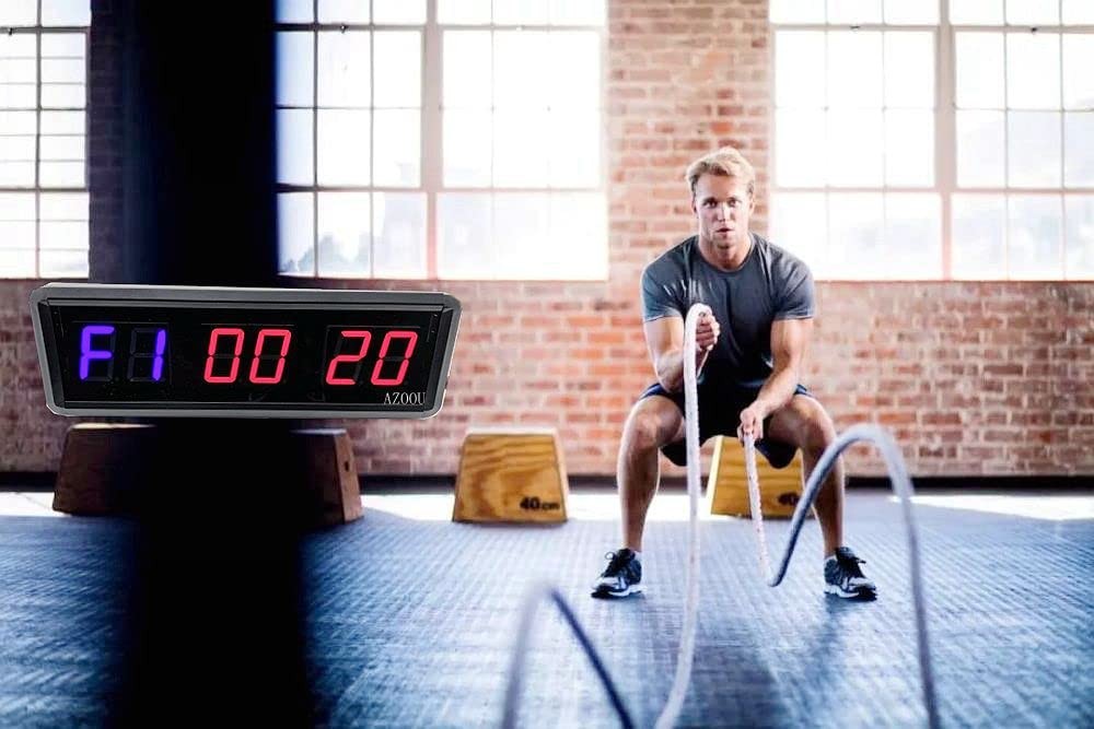 AZOOU Personal Tailor Interval Gym Timer Clock with Countdown Blue and Red