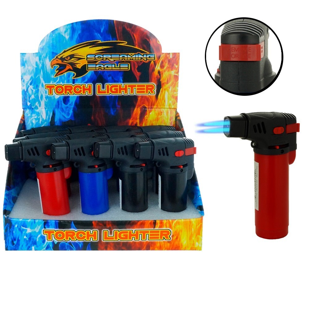 3 Pack Jumbo 4" Double Jet Flame Torch Gun Lighter Refillable Lockable Windproof