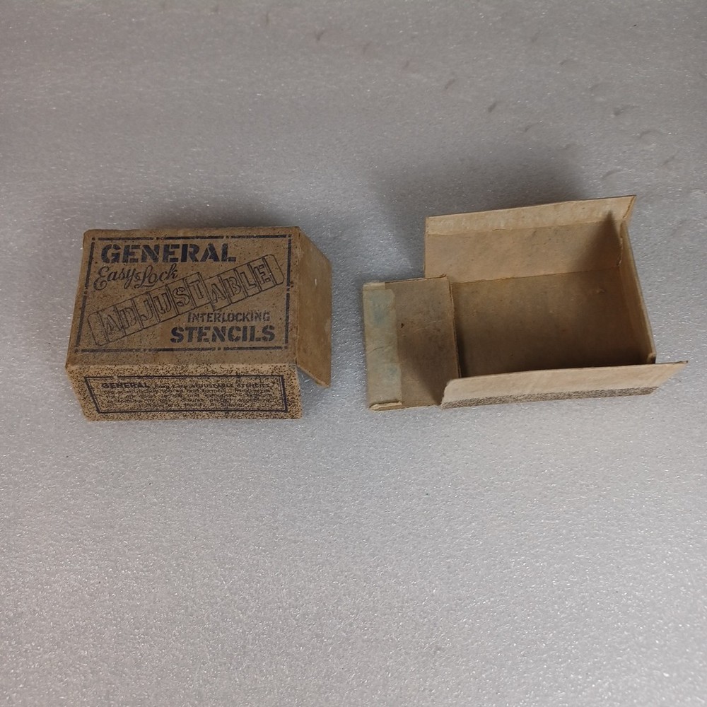 General Adjustable Interlocking Brass Stencils 1” INCOMPLETE W Box