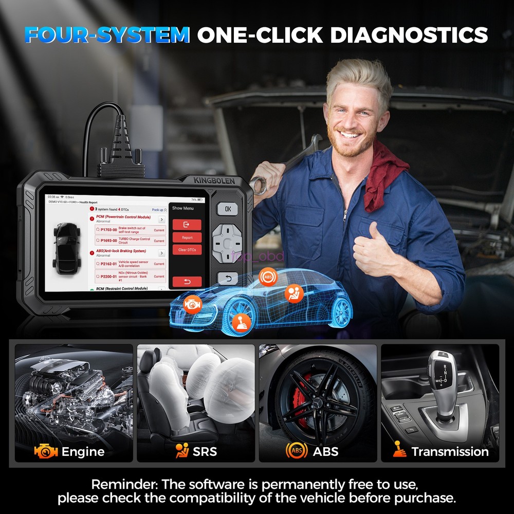 2026 KINGBOLEN S608 Car Diagnostic Tool OBD2 Scanner Code Reader Free Update