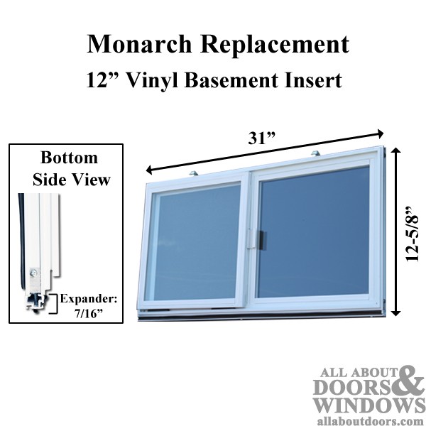 Monarch C-400A-12 Vinyl Basement Window Insert Dual Pane Glass