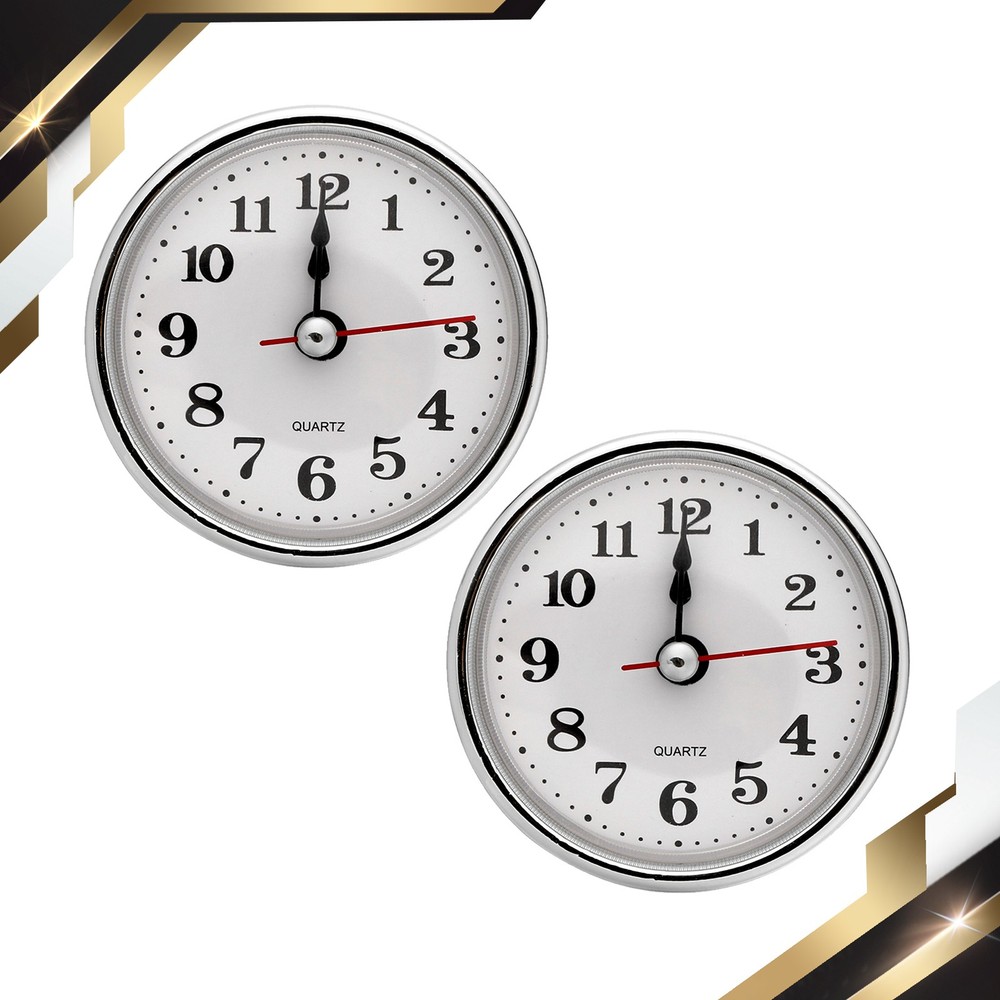 2-1/2" 65mm Quartz Arabic Clock Insert 2Pcs Fit 55mm/2.17" Silver Tone