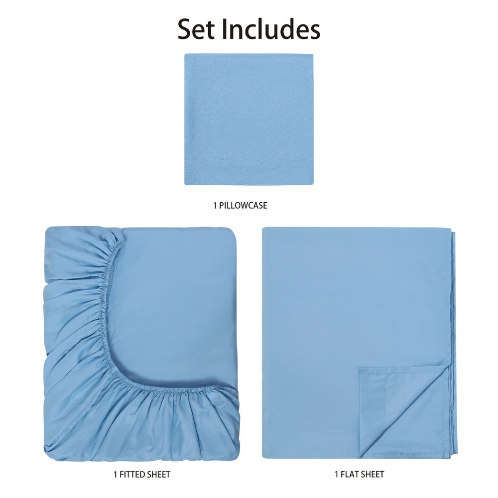 Mainstays Basic Value Microfiber Bed Sheet Set, Light Blue, Twin, 3 Piece.