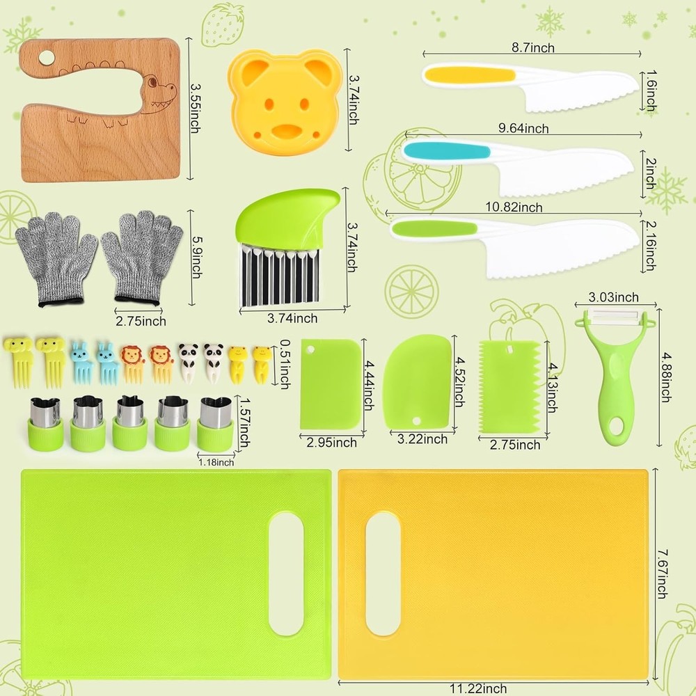 Comprehensive 28PCS Toddler Knife Set - Fun Kitchen Tools for Ages 2-10