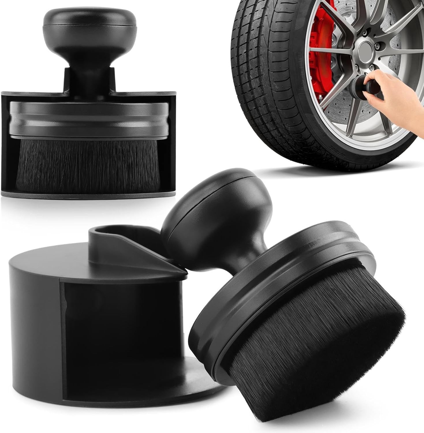 2 Pack Car Tire Shine Applicator Brush Tire Shine Brush Tire Dressing Brush High