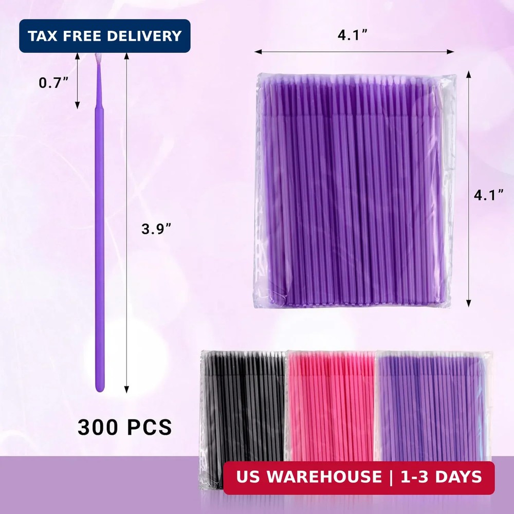 300 Count Disposable Micro Applicator Brush for Eyelash Extension, Micro Swabs M