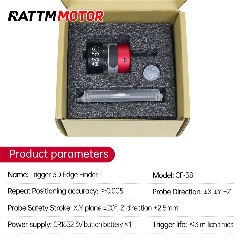 3D Touch Probe Trigger Edge Finder Three-coordinate Setting CF-38 For CNC Router