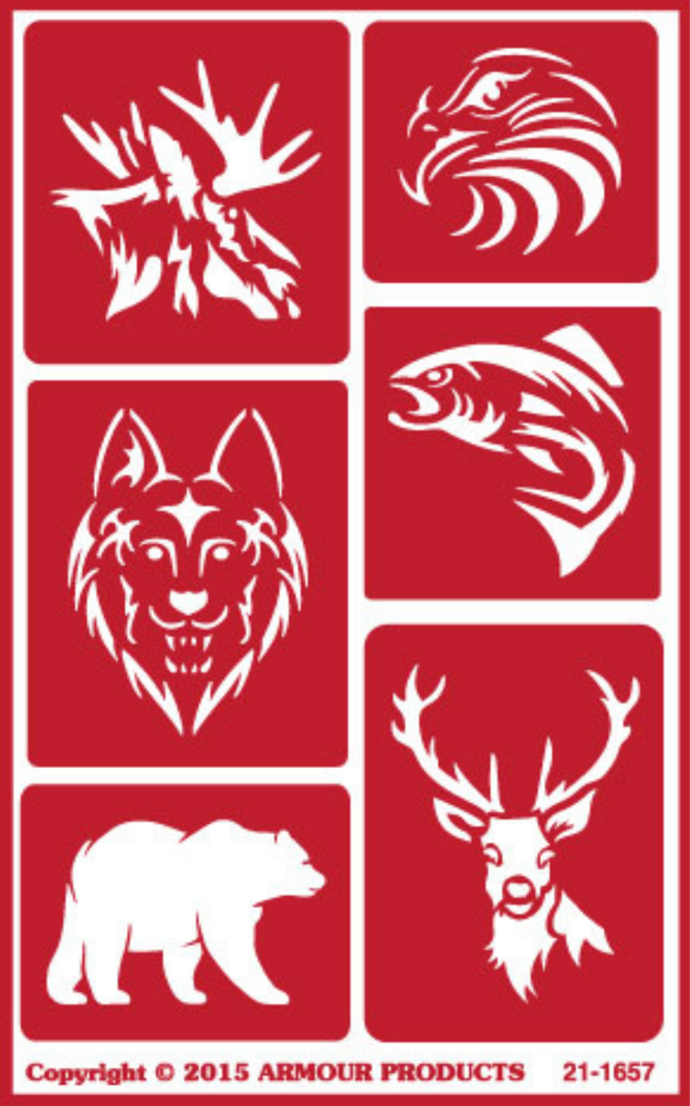 Exotic Wildlife Animal Crest Pattern Glass Etching Stencils Reusable Armour Etch