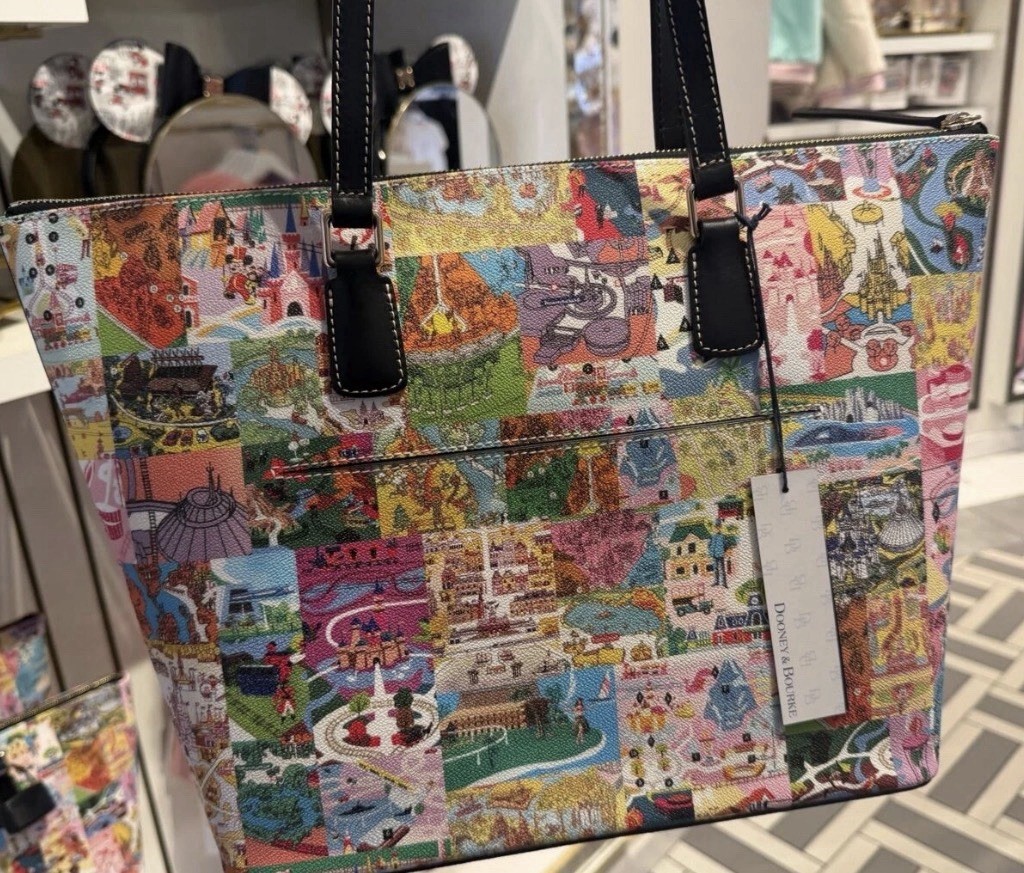2026 Disney Parks Dooney & Bourke Vintage Park Maps Icons Tote Bag Purse