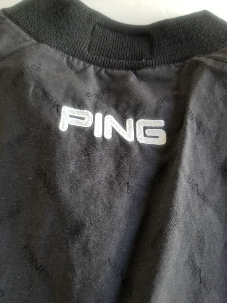 Ping Collection Men's Large Black Windbreaker Pullover Jacket V-Neck