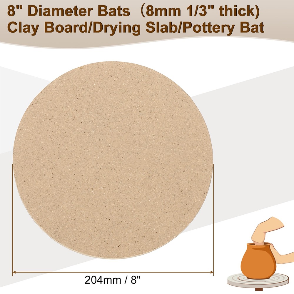 2 Pack 8" 204mm Diameter Ceramic Drying Slab, 8mm 1/3" Thick, Brown
